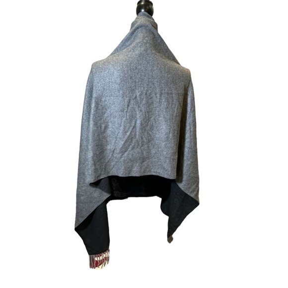 Unbranded Blanket Scarf Womens Long Rectangle Black Grey Reversible Soft Fringe - Picture 8 of 11